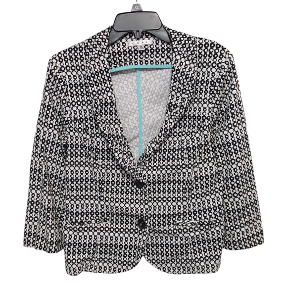 Cabi Black White Polka Dot Du Jour Ruched Button Blazer Jacket Women's Size 12 - Picture 3 of 10
